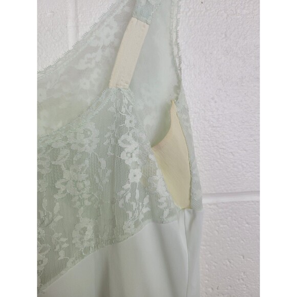 Vintage Van Raalte Suavette Nylon Slip Chemise Sea Foam Green Lace Sz 33 - Picture 7 of 11